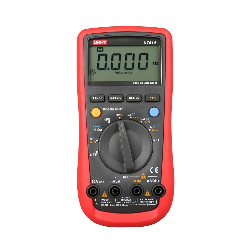 UNI-T UT61A DMM Digital Multimeter Auto Range Data Hold AC DC Voltage Current Ammeter NCV Tester with LCD Backlight