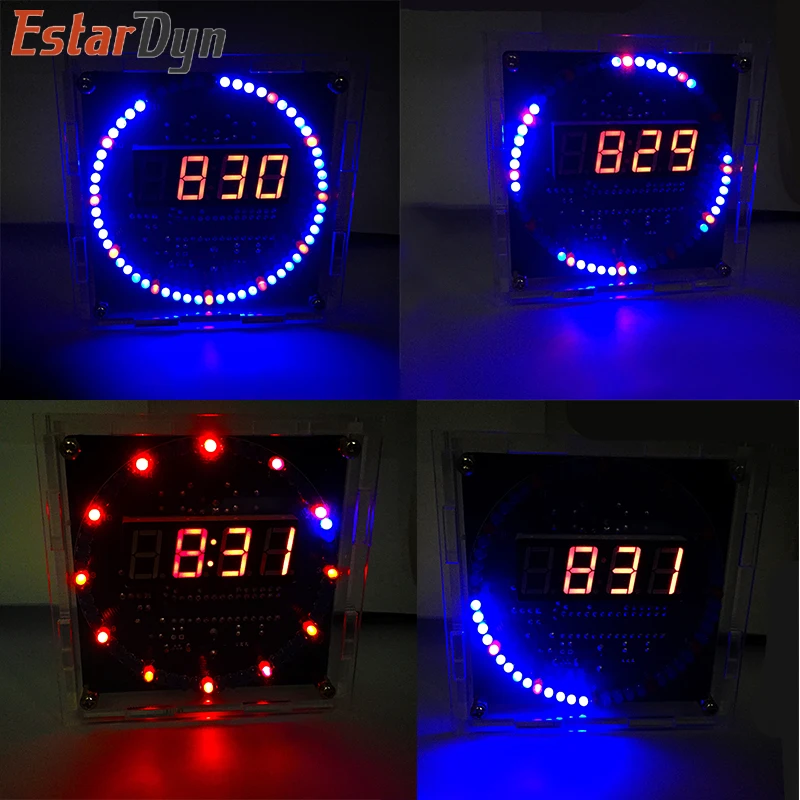 DIY Rotating Digital LED Display Module Alarm Electronic Digital Clock Kit 51 SCM Learning Board 5V DS1302