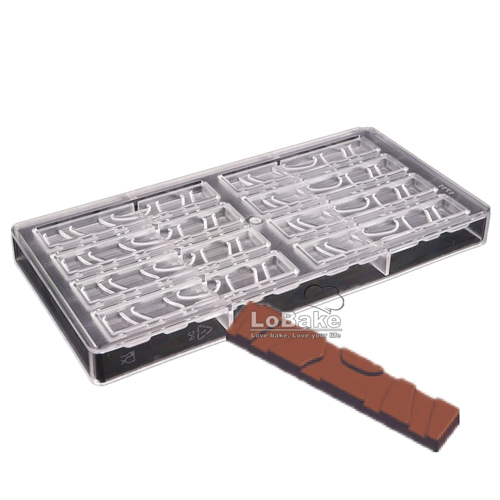 

8 cavities long rectangle fluted stick shape polycarbonate PC chocolate mold ice cube mould candy making DIY bakery supplies