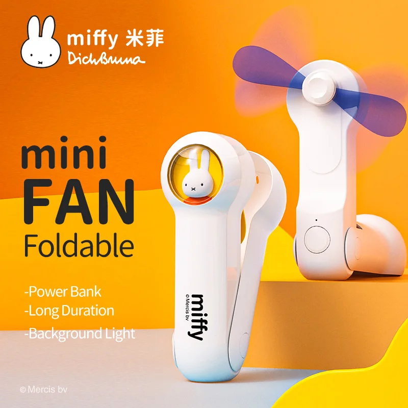 MIPOW&miffy Mini Fan Handheld Portable Folding Fan USB Charging Power Bank Pocket Fan Desktop Multi Function Fan