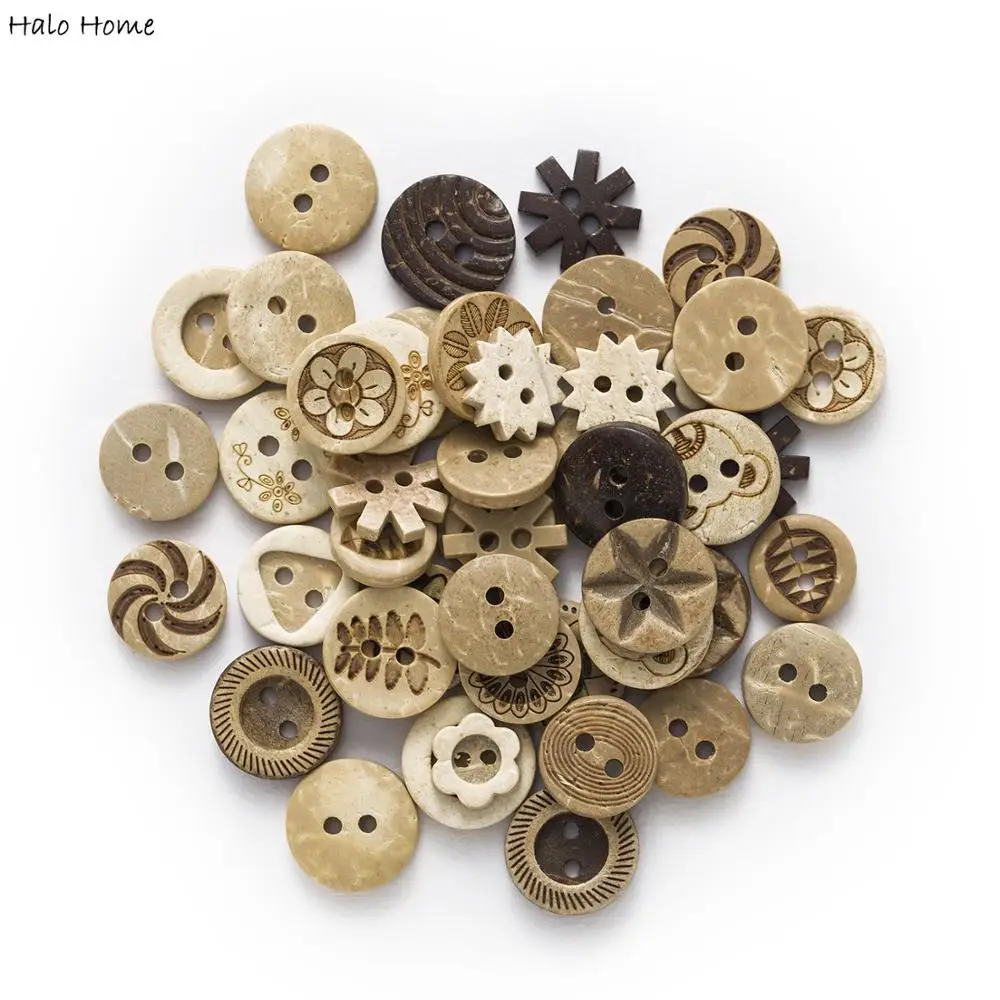 30pcs Multiple Options  Round Coconut Buttons Sewing Scrapbooking Clothing Crafts Accessories Handwork Making Decor