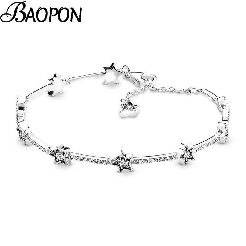 Bracelets à breloques étoiles brillantes, chaîne en zircone cubique réglable pour femmes et hommes, bijoux de Couple, cadeau, livraison directe