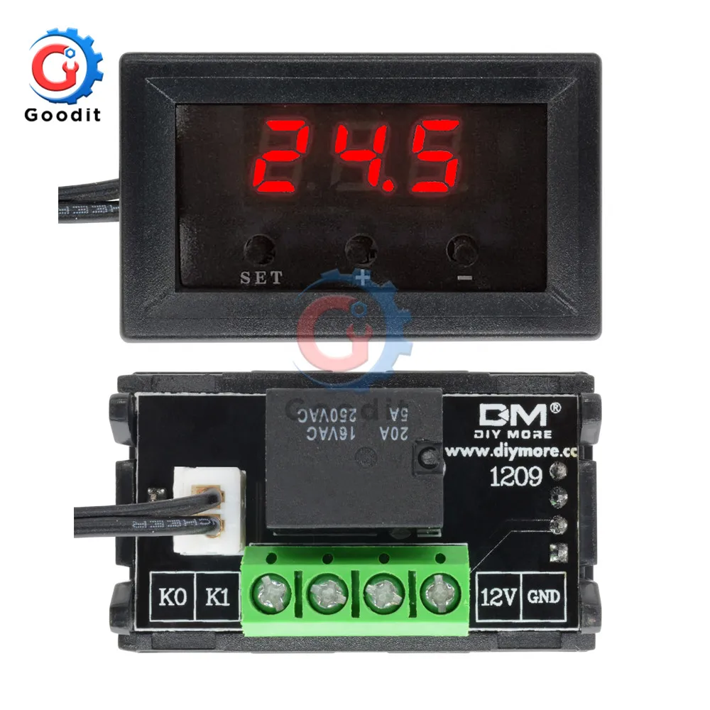 W1209WK W1209 DC 12V AC 110V 220V Digital Thermostat Temperature Controller Regulator Thermoregulator Incubator Sensor Meter NTC