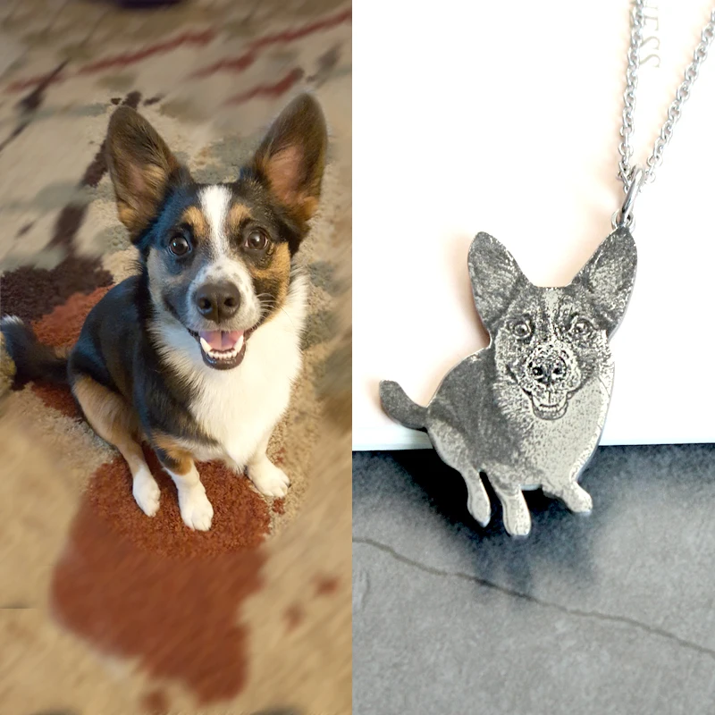 Customized pet necklace, pet keychain, dog commemorative gift, send pictures for customization