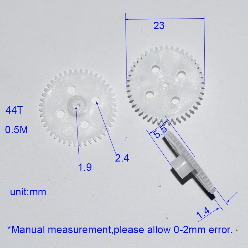 10/100pcs 44T 2 구멍 0.5M 플라스틱 기어 dron rc 자동차 비행기 로봇 아이들을위한 장난감 diy 베이비 액세서리 montessori nero GP442AH