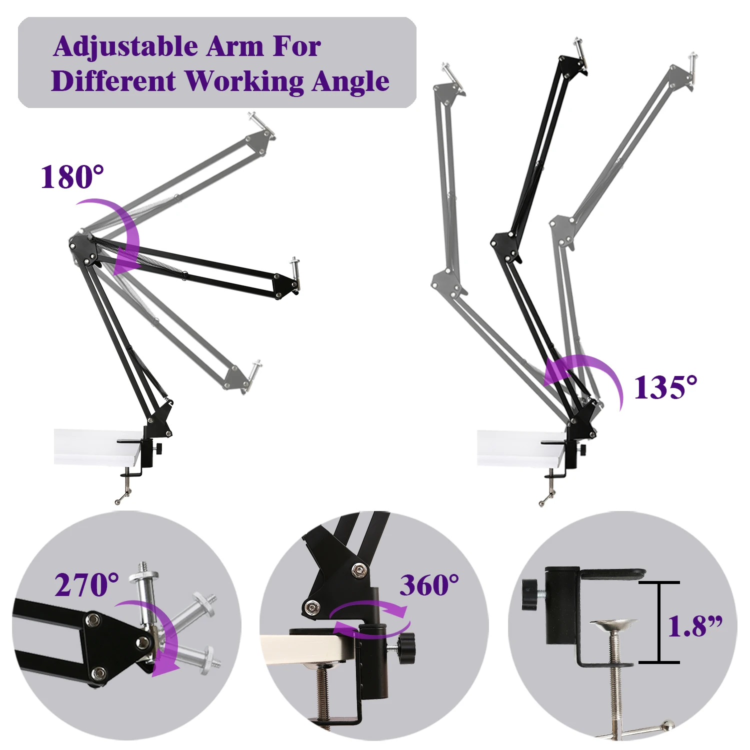 Camera Phone tripod Table Stand Set Desktop Tripod Overhead Shot Photography Arm Overhead Stand For Phone Camera Ring Light Lamp