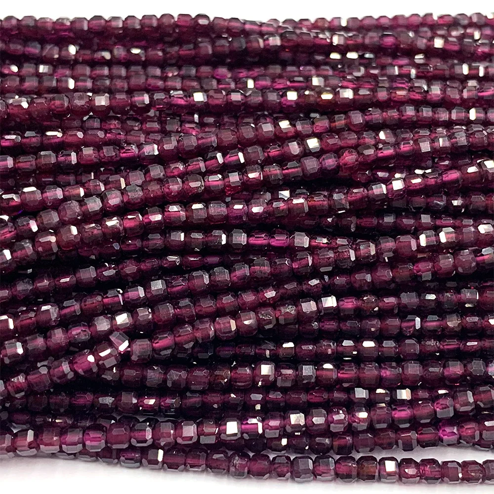 Veemake Almandite Garnet Natural Stones Gemstones Necklace Bracelets Earrings Edge Cube Faceted Beads For Jewelry Making 07367