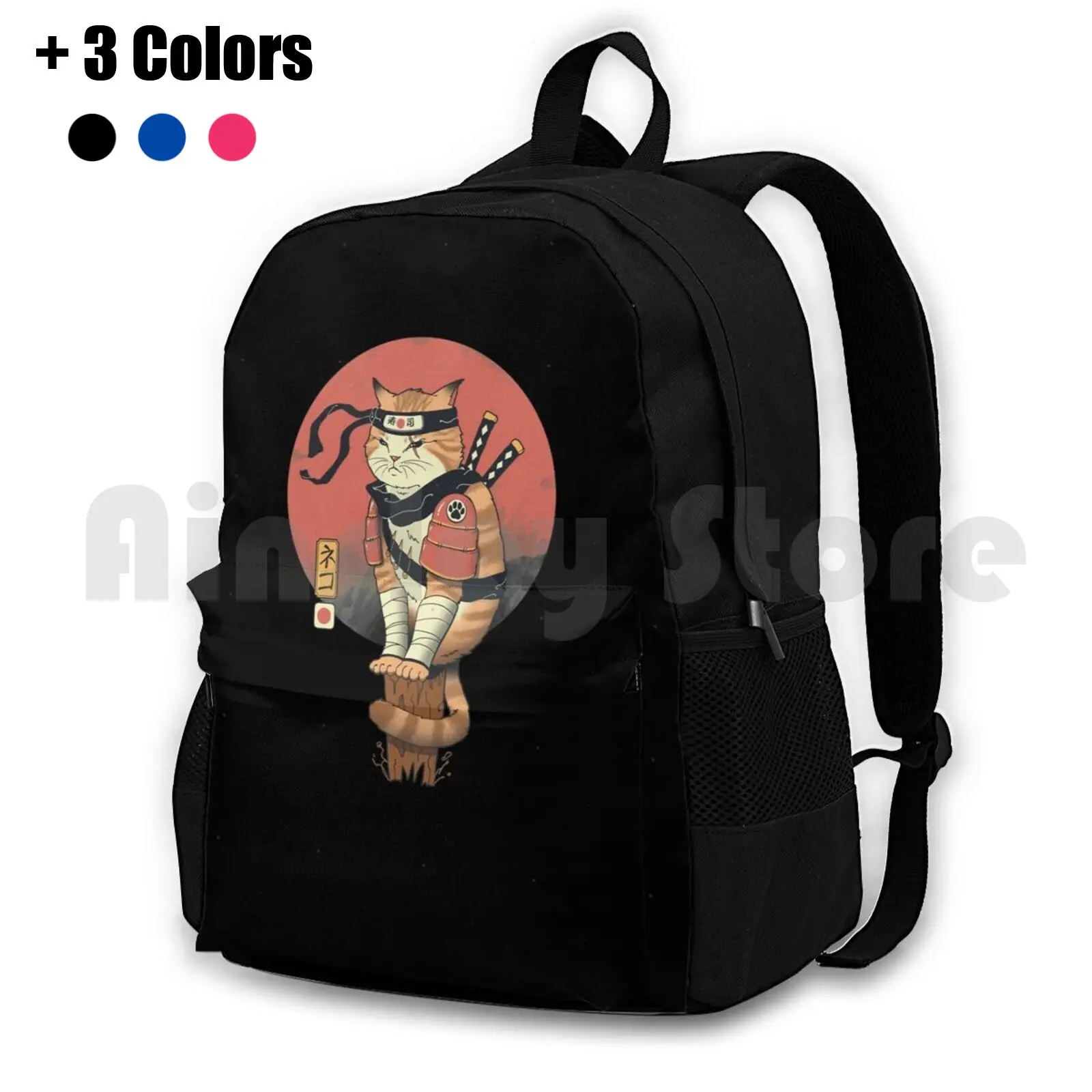 Shinobi Cat Outdoor Hiking Backpack Waterproof Camping Travel Cat Cats Anime Shinobi Kitty Cat Japanese Art Ukiyo E Woodblock