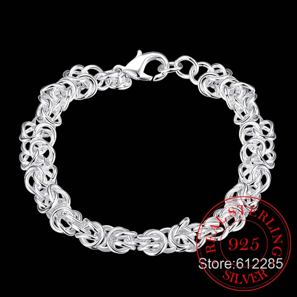 100% Real 925 Sterling Silver Bracelets For Women Fashion Leading Shrimp Buckle Charm Chain Bracelets Bangles Day Wear