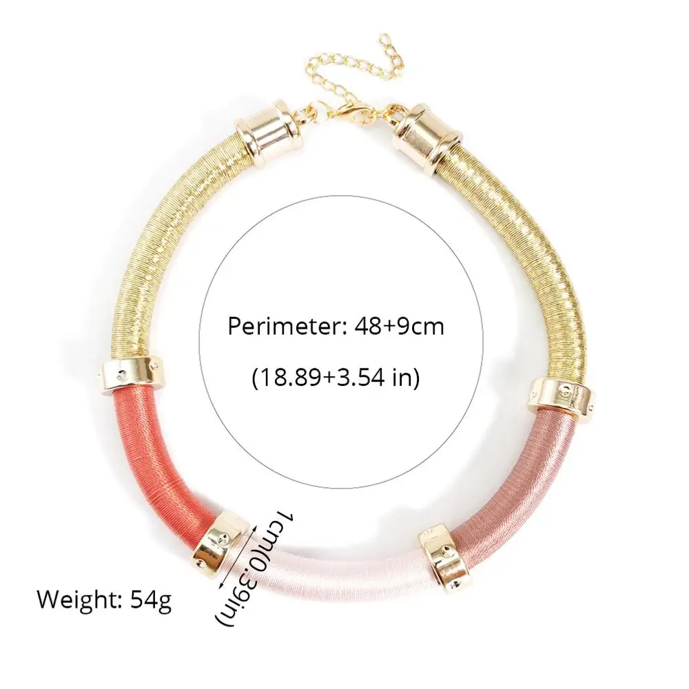 Fashion Handmade Rope Chain Statement Necklaces Women Simple Torques Gold Color Rigid Blue Choker Necklace Collar Bohemian