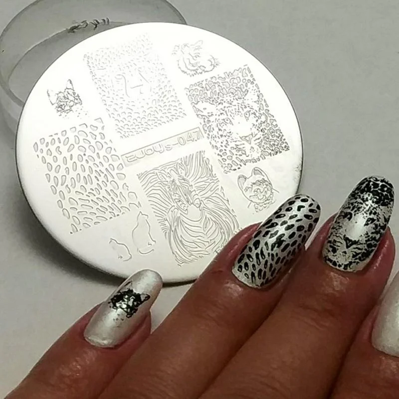 Round Nail Art Stamp Stamping Plates Template Set Halloween Christmas Cute Animal Flower Rose Lace Image 5.5cm Manicure Plate