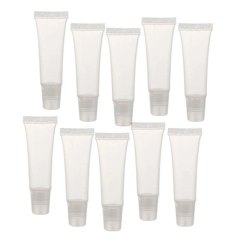 50 Pack 10Ml Lip Gloss Tubes Empty Lotion Refill Tubes Soft Squeeze Tubes for DIY Travel Distribution Bottle