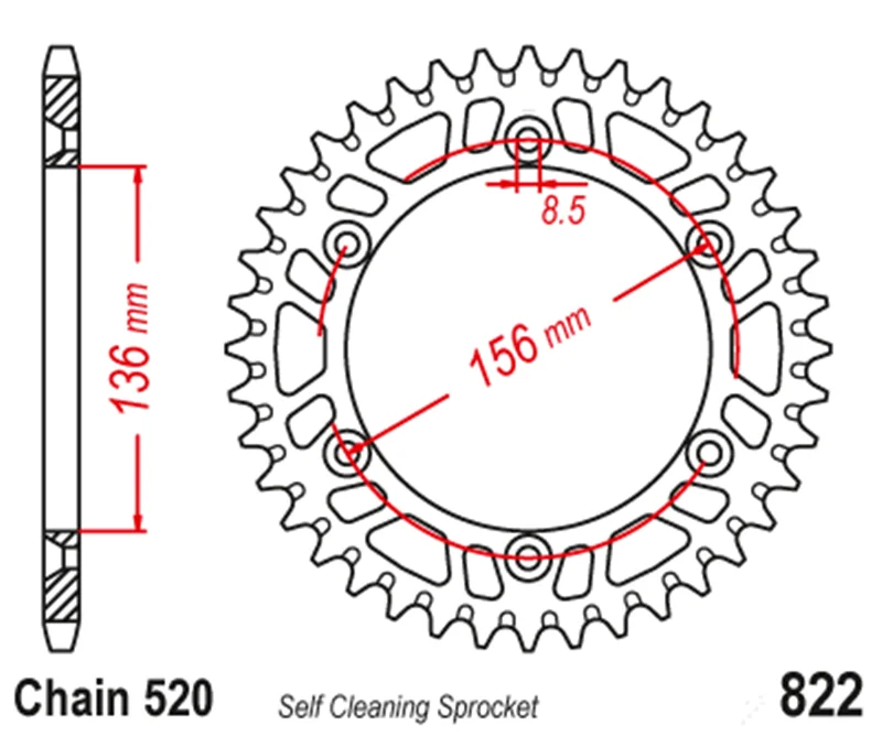 520 48T Motorcycle Rear Sprocket For Betamotor 450RR 498RR 520RR 10-14 GasGas 125EC 200EC 250EC 300EC 400EC 450EC 515EC 00-17