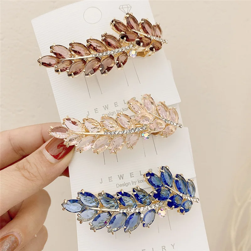 188CM Gorgeous Crystal Leaf Hair Clips for Women Unique Bridals Accessories Wedding Hair Jewelry Party Bride Luxury Headpiece