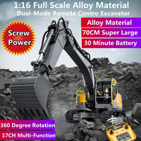 1:16Alloy Material RC Excavator 17CH 3 In 1 Replacement  360 Degree Rotation Screw Power 70CM Dual Remote Control TruckToys Gift