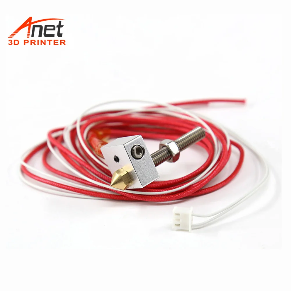 

Anet Hot End Kit M6 40mm Throat 0.4mm Nozzle Heating Tube NTC 3950 Thermistor Aluminum Block For A6 A8 E10 E12 E16 3D Printer