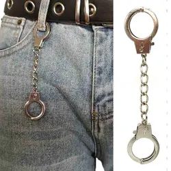 Rock Hiphop Punk Wallet Belt Chain Pants Chain Silver Handcuffs Waist Chain For Women Men Keychain Jewelry Accessories