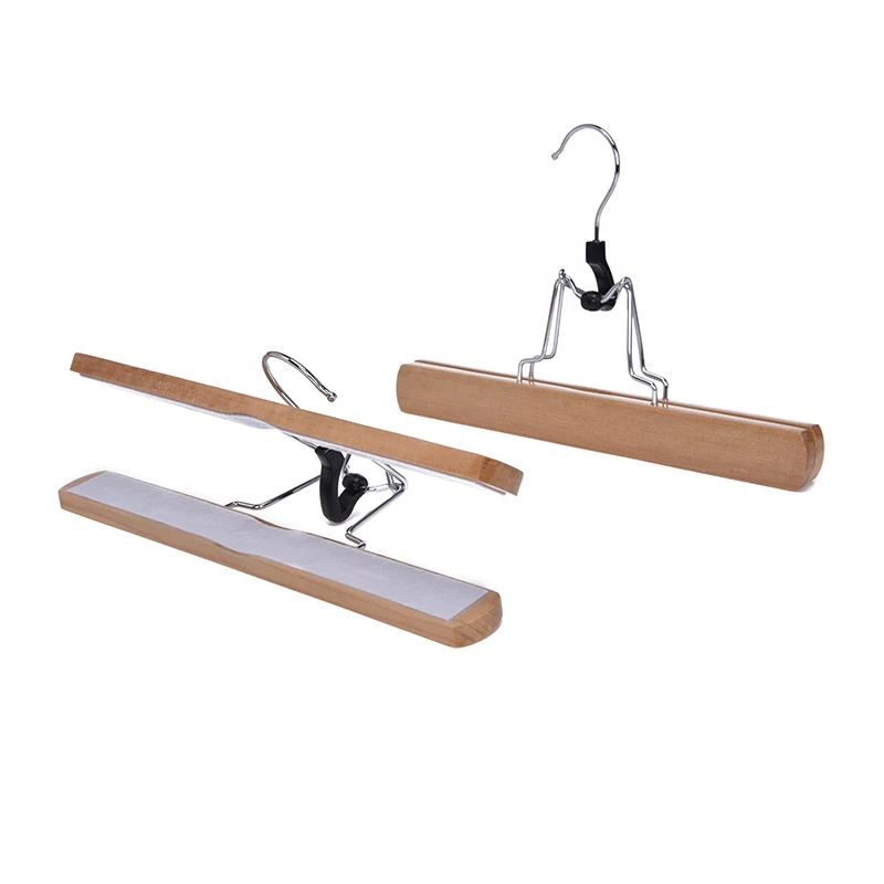 Solid Wooden Pants Hangers for Women Skirt Trouser Jeans Non Slip Clips Slack Clamp Hanger Dress Cloth