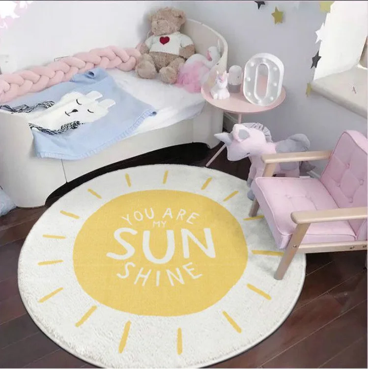 

80/90cm Kids Play Game Mats Round Carpet Rugs Mat Cotton Floor Carpet For Kids Room Decoration INS Baby Gifts