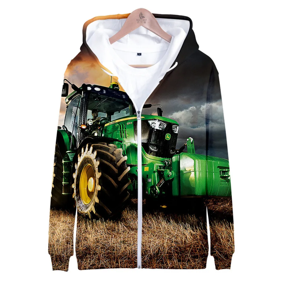 3 To 14 Years kids Hoodies Tractor Pattern 3D Print Hoodie Sweatshirt Boys Girls Harajuku Cartoon Jacket Coat Children Clothing