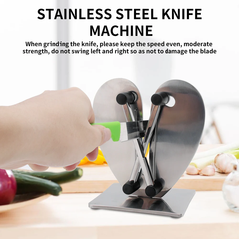 BORUiT Professional Heart Shape Kitchen Knife Sharpener Stainless Steel Kitchen Sharpening Grinding Stone Grinder Machine Tools