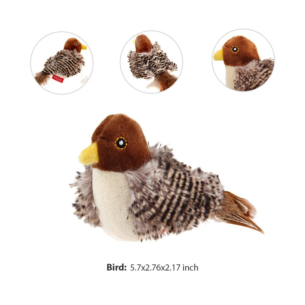 Cat Toy Sparrow Shaped Bird Simulation Sound Oft Stuffed Toy Pet Interactive Sounding Plush Doll Pet Supplies