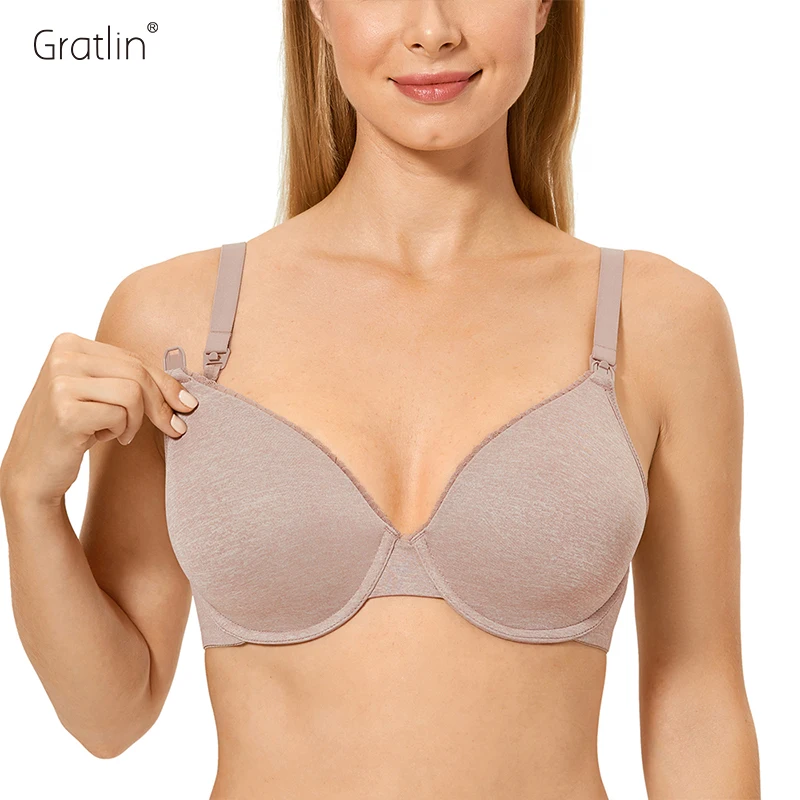 Reggiseno per allattamento premaman taglie forti da donna Gratlin per l'allattamento al seno copertura completa vestiti per gravidanza con ferretto leggermente imbottiti