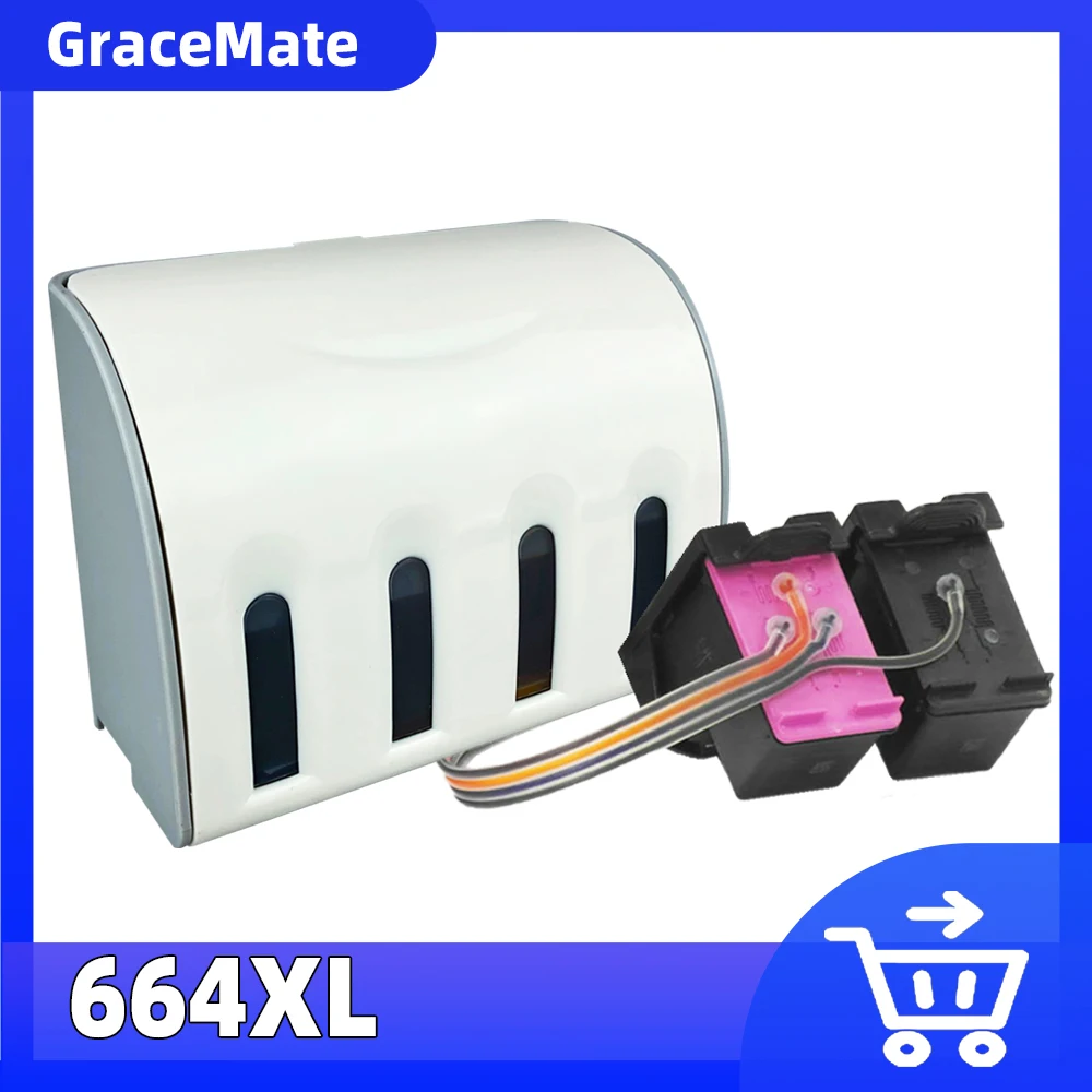 GraceMate 664 CISS Bulk Ink Replacement for HP 664 for DeskJet 1115 2135 2138 3635 1118 2138 3636 3638 4536 4676 4678 Printer