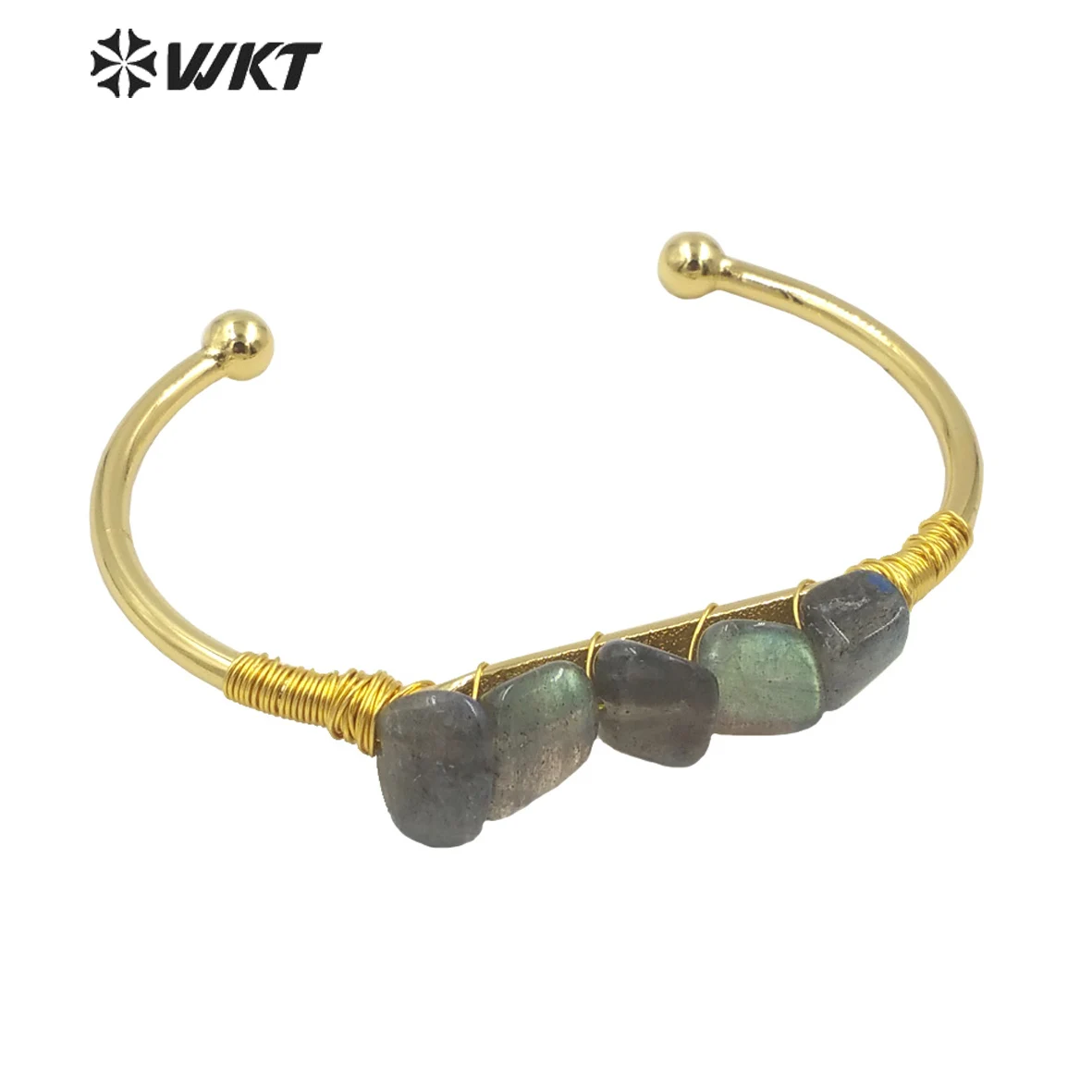 

WT-B590 WKT 2023 Hot Style Natural Labradorite Decorative Wound Adjustable Best Bangle Trend Jewelry Findings