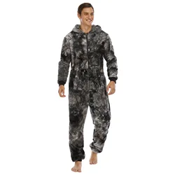 Herfst Winter Casual Flanel Onesies Hoodie Jumpsuit Pyjama Mannen Jumpsuits Hoodie Rits Nachtkleding