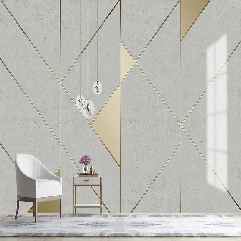 Aangepaste waterdichte muurschildering behang moderne retro 3D cement streep abstracte geometrische slaapkamer achtergrond muur achtergrond Home Decor