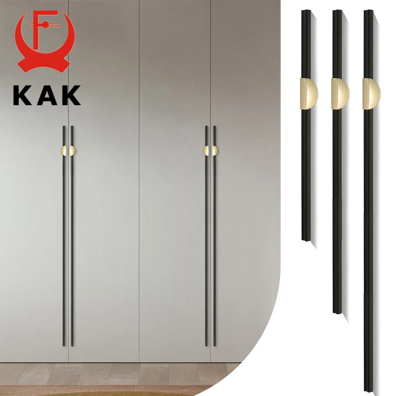KAK Black Kitchen Cabinet Handles Gold Cupboard Door Pulls Drawer Knobs Bedroom Door Long Furniture Handle Hardware 1000mm