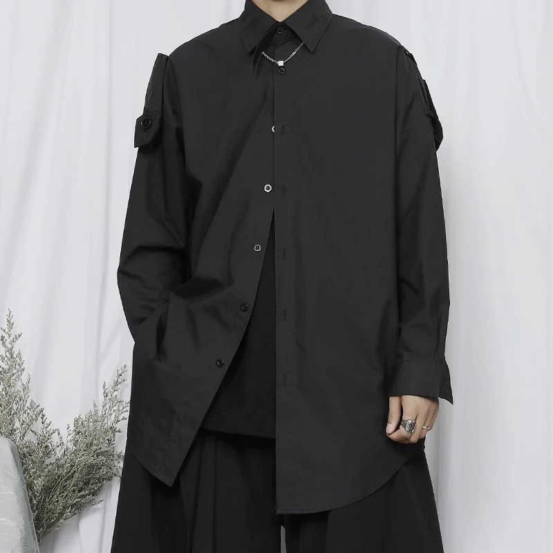 Men's Long-Sleeve Shirt Spring And Autumn New Yamamoto Style Dark Classic Cold Wind Fashion Casual Loose Large Size Shirt