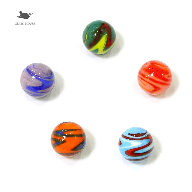 16mm Handmade Murano Glass Balls 5Pcs Colorful Creative Art Collection Marbles Puzzle Nuggets Game Pat Toy For Children Kids Boy