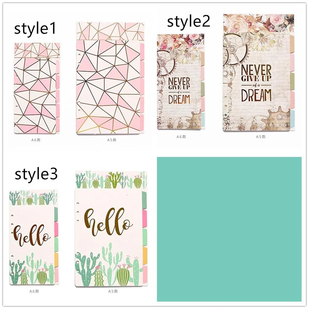 Divisore indice di carta A5 A6 carino 6 fori per raccoglitore Planner cancelleria per Notebook Candy Notebook divisore di carta accessori