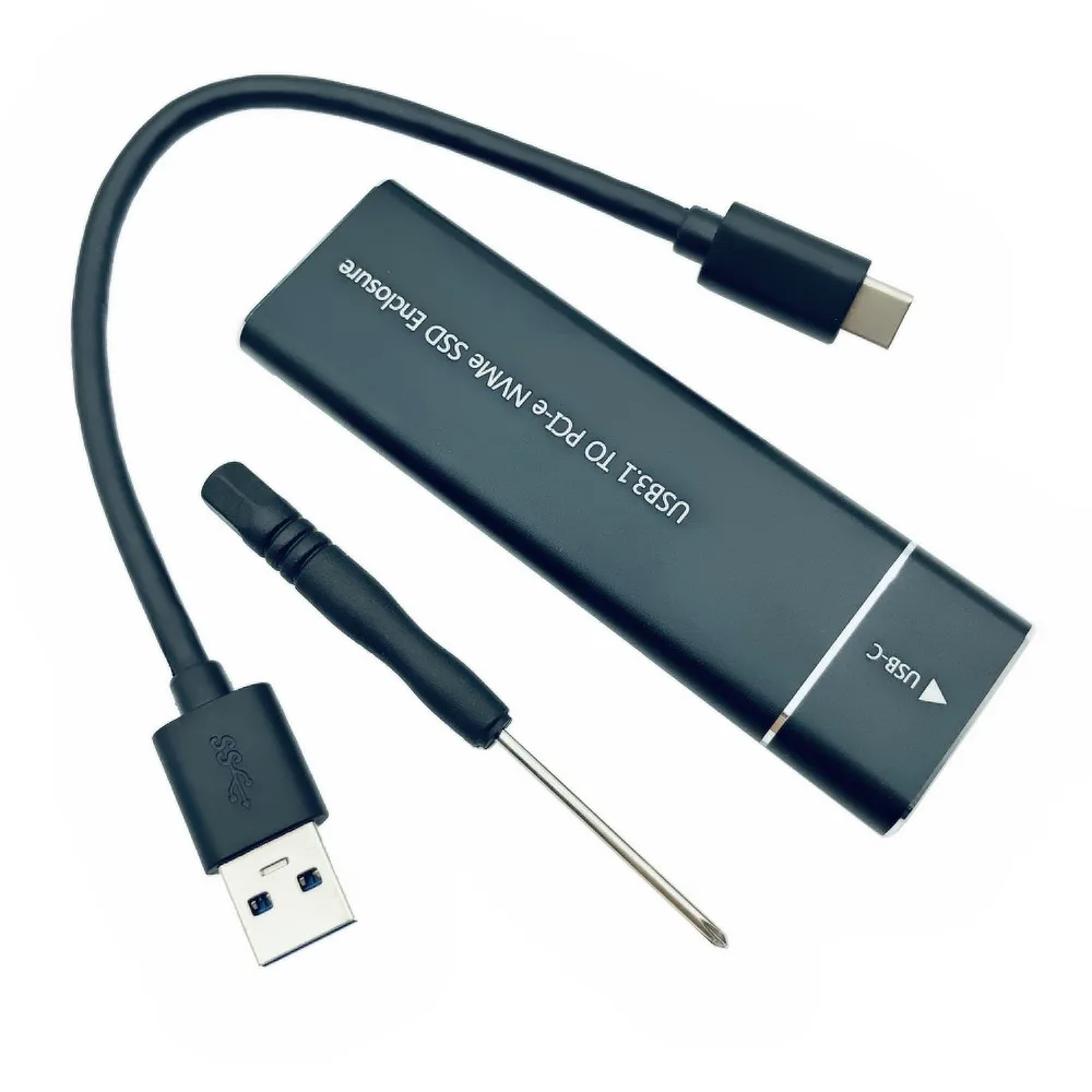 USB 3.1 para M.2 NVME PCIe SSD, M-Key para Type C Adapter Case, NGFF SATA SSD Box, Novo