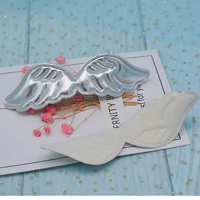 Colored shiny angel wing patches for hand decoration and hair accessories, set of 40 pcs, 10.5x3 cm