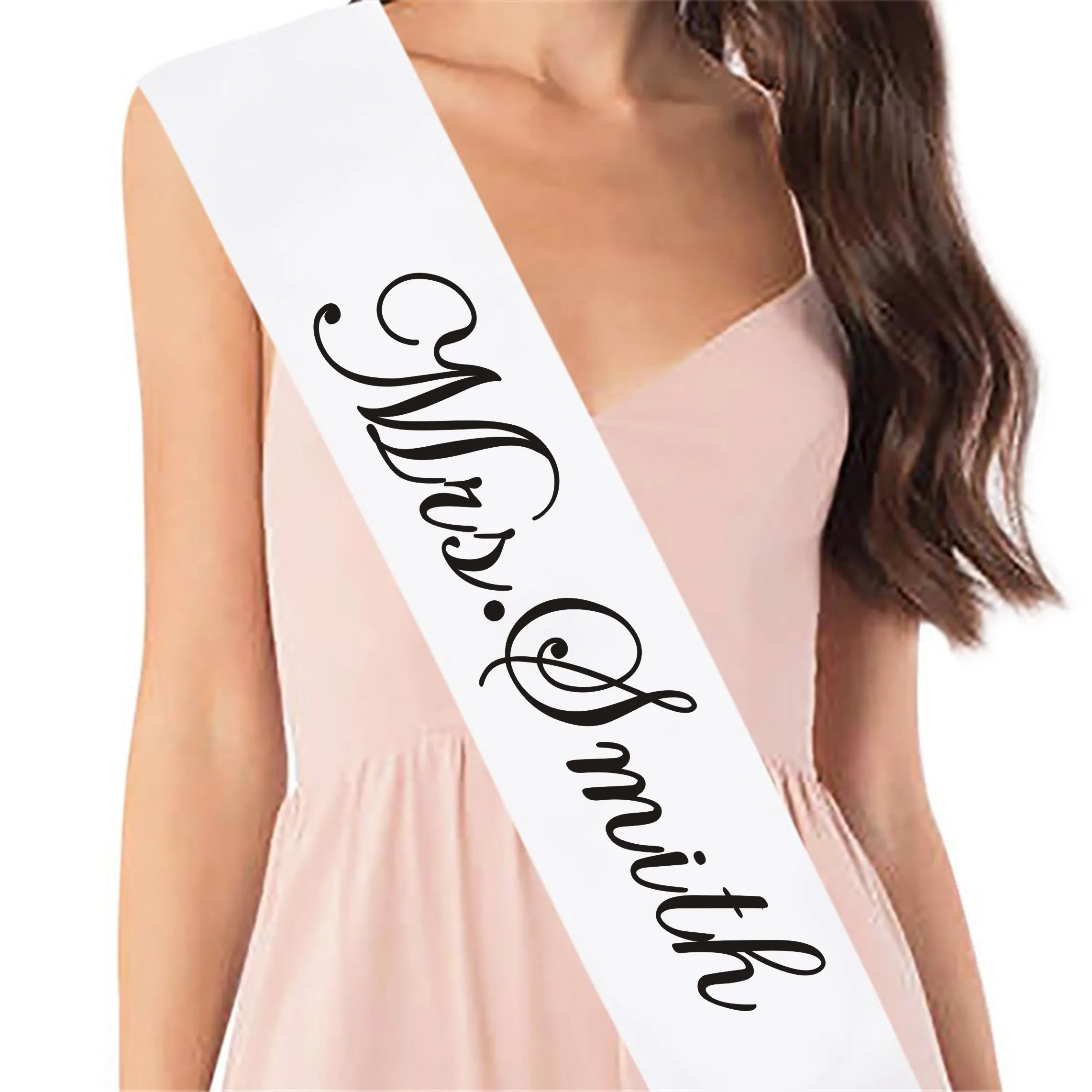 Personalized Mr Mrs Name Wedding Party Shoulder Girdle 3 Colors Party Fashion Decoration Accessories Custom Text  Satin Sash