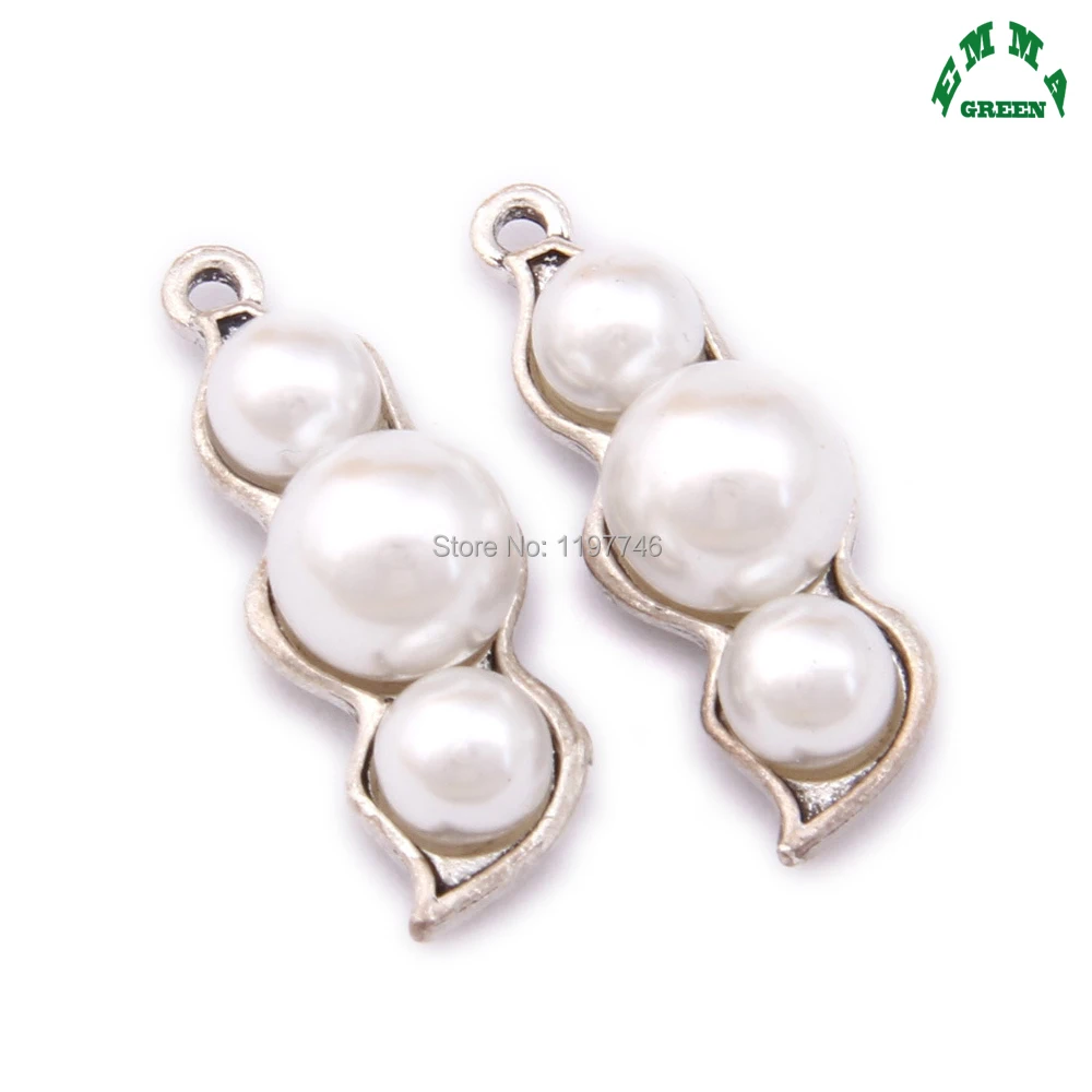 Pearl Bean Pendants Charms Charm Dangle Pendant 31mm 10pcs Antique Jewelry making Finding Components