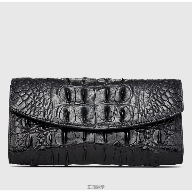 High End Quality 100% Genuine crocodile skin women wallets and purse bank credit card holder black color