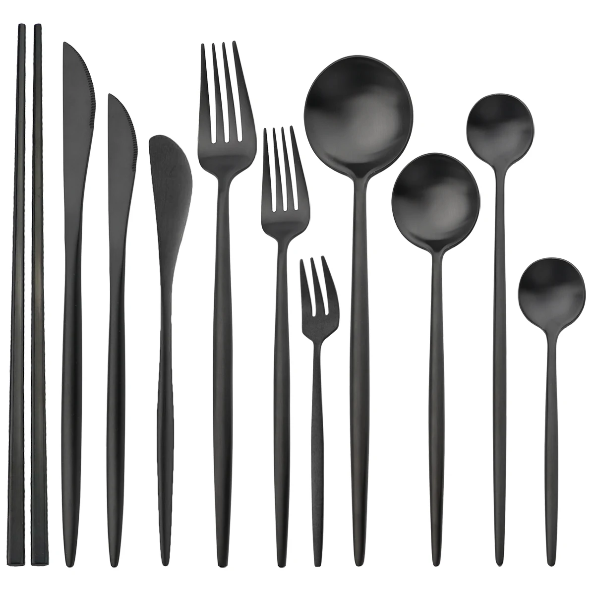 Vintage Matte Black Cutlery Set 18/10 Stainless Steel Dinnerware Knife Dessert Fork Coffee Spoon Tableware Set Kitchen Flatware