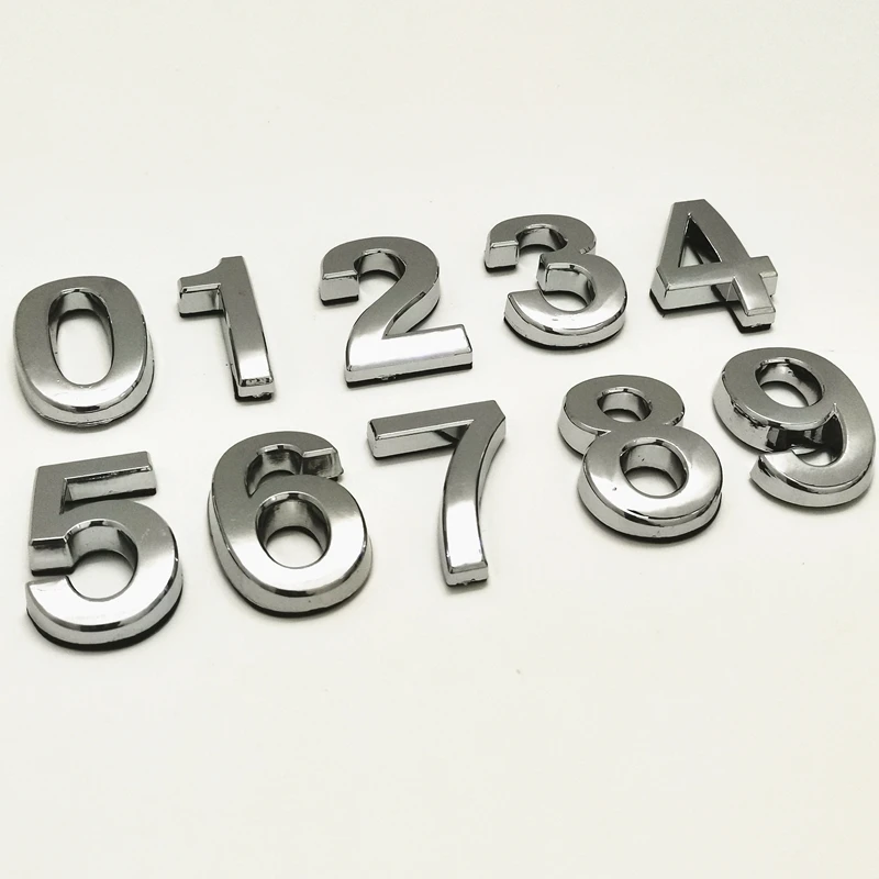 Door Number Plaque House Hotel Office Namepl Address Digits Sticker Plate Signs Mailbox Numbers 0123456789 3.5cm Silver Plastic