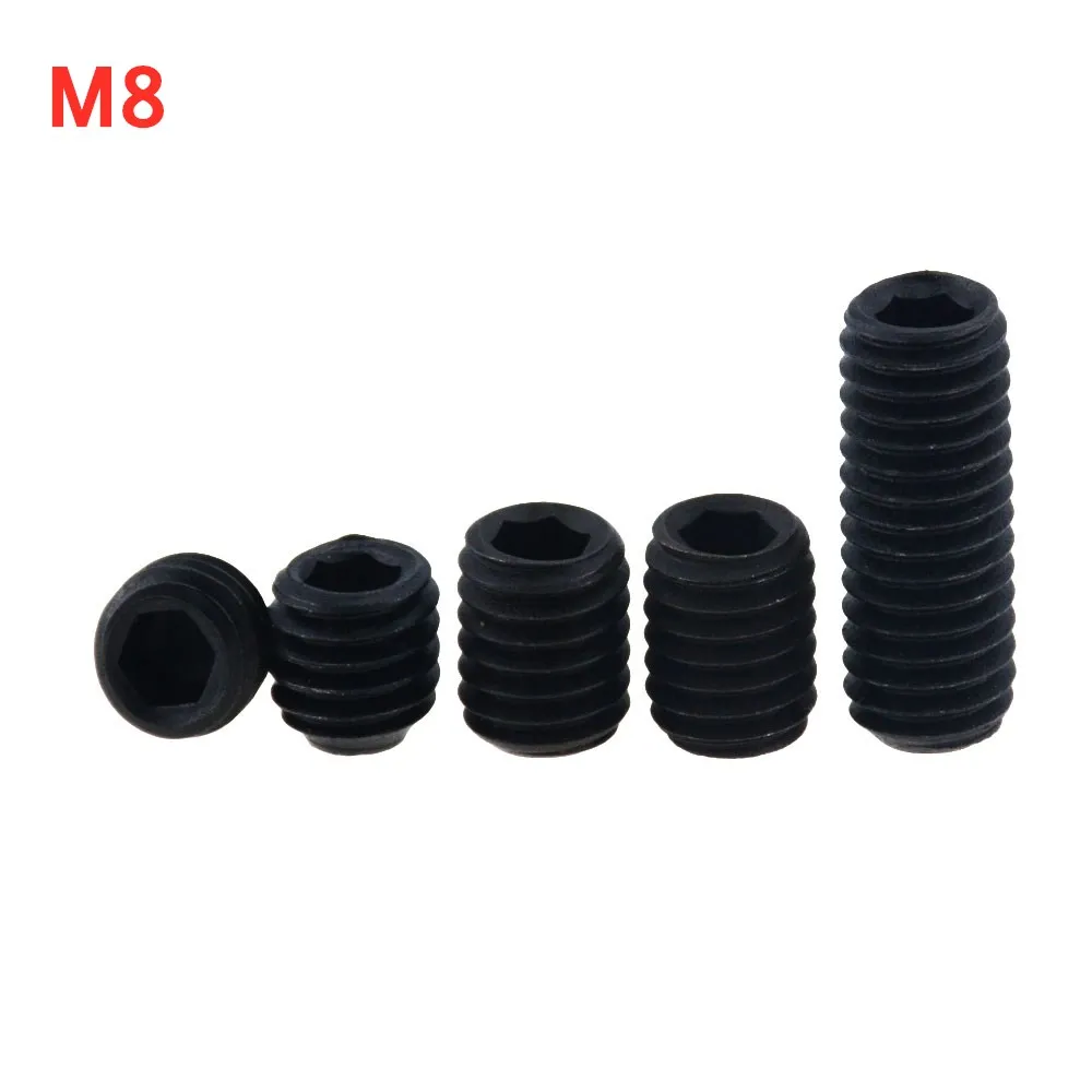 5 Pcs/Lots M8*6 8 10 12 16 20 DIN916 Black Grade 12.9 Alloy Steel Hex Hexagon Socket Allen Cup Point Grub Screw Set Bolt M8x6