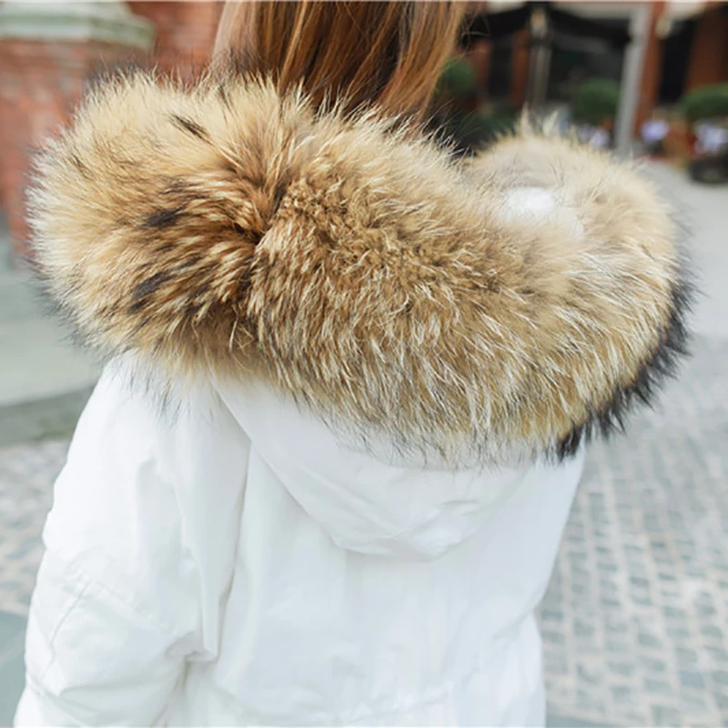 Hirsionsan Winter Coat Women Large Fur Collar Hooded Long Jacket Thicken Warm Korean Padded Parkas 2018 Oversized Military Parka