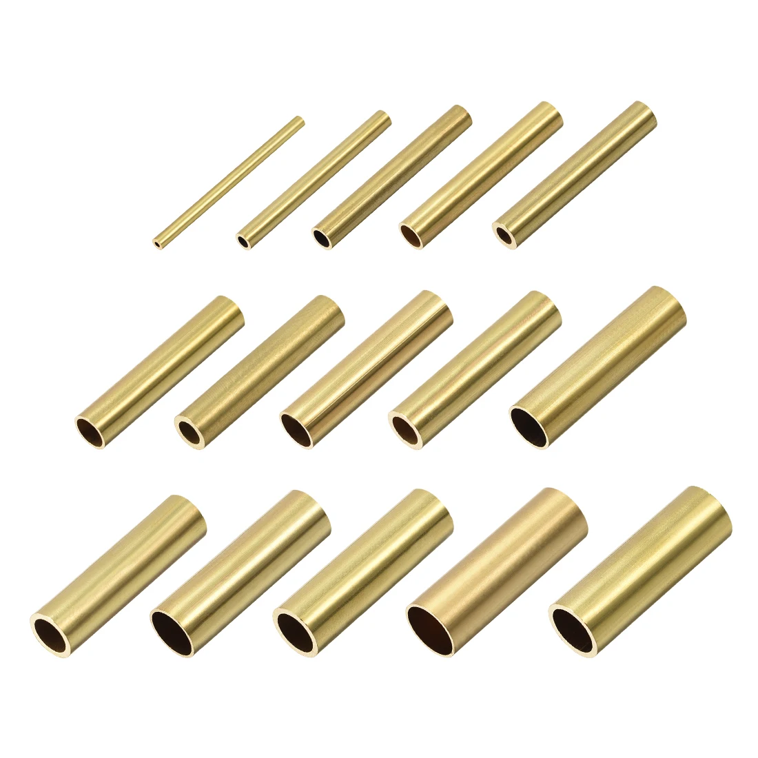 uxcell 20 Pcs Brass Round Tube 2mm 3mm 4mm 5mm 6mm 7mm 8mm 9mm 10mm OD 30mm Length Seamless Pipe Tubing For DIY Crafts