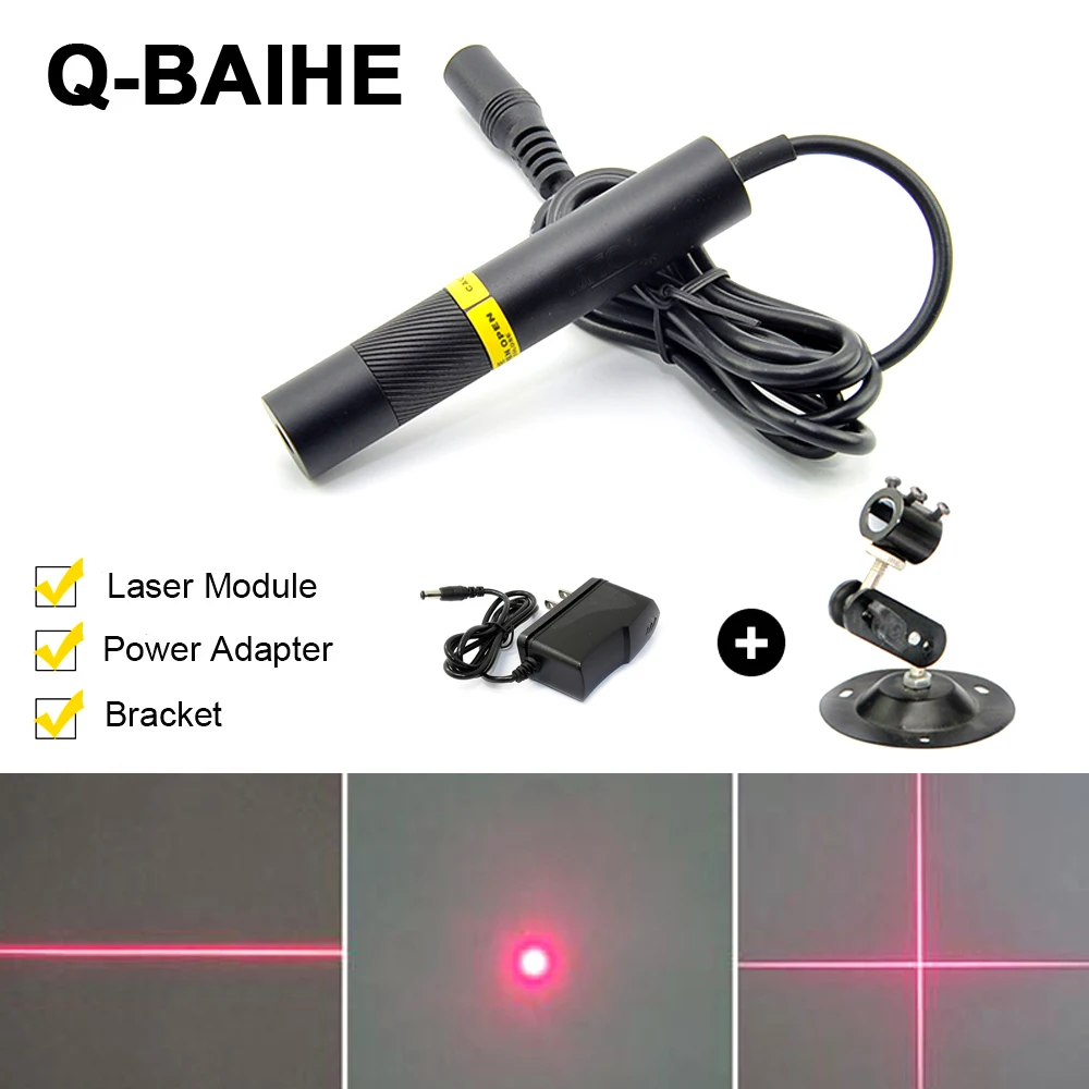 Red 650nm 100mW Laser Dot Line Cross Module 16x120mm w/Adapter US/EU/AU/UK DIY High Power