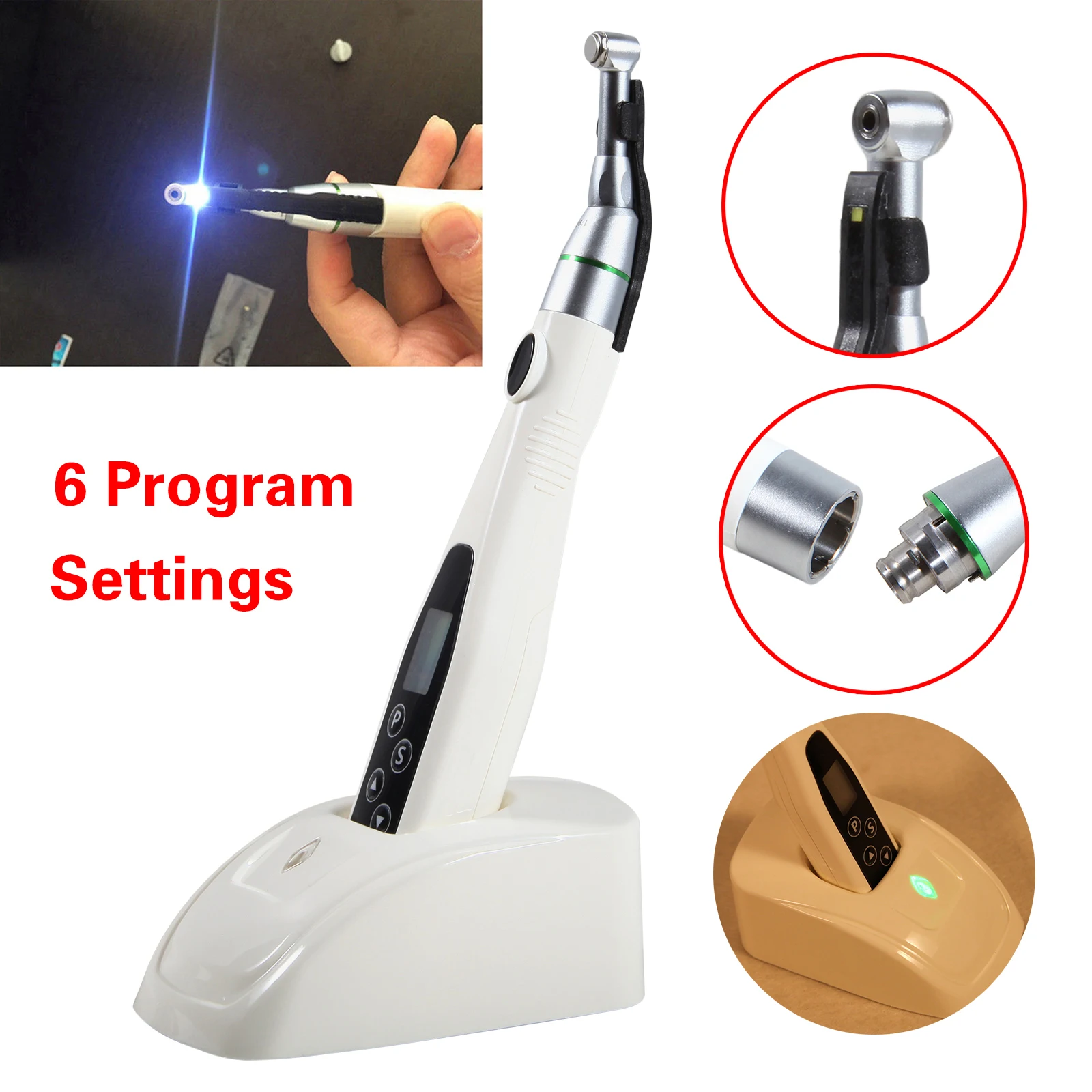 

Wireless Dental LED Mini Endo Motor Treatment Root Canal Therapy Instrument Cordless with 16:1 Reduction Contra Angle