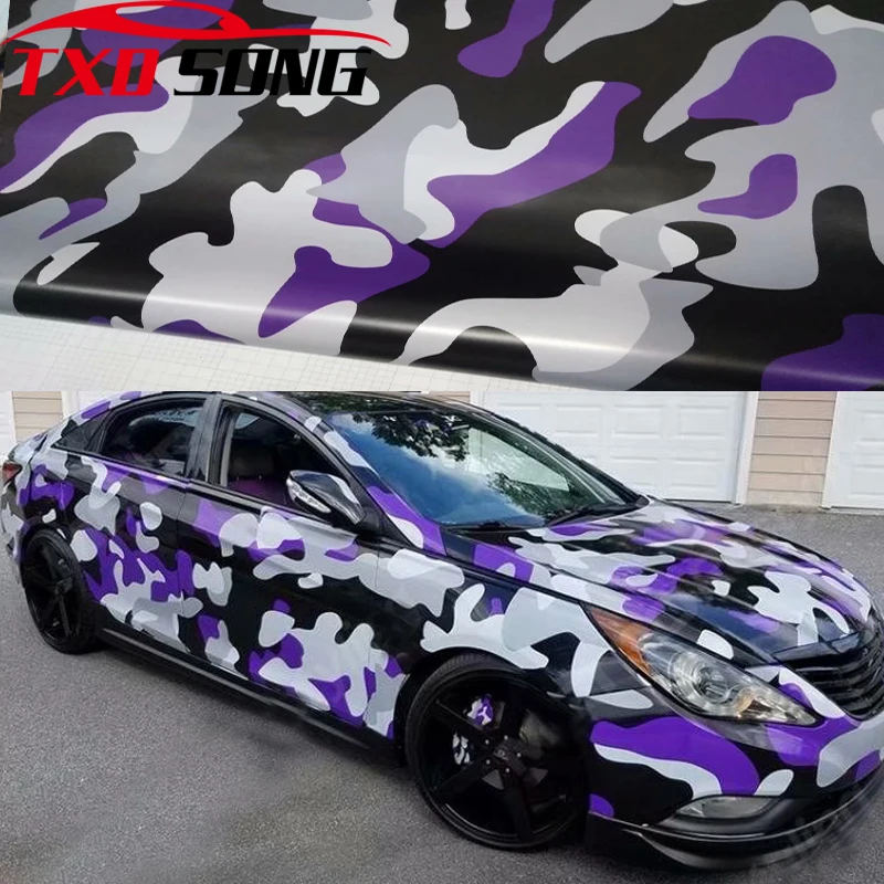 

Premium black purple white Camouflage Vinyl Wrap Car Foil Film Auto DIY Styling Sticker Camo Car Wrap Wrapping With Air Release