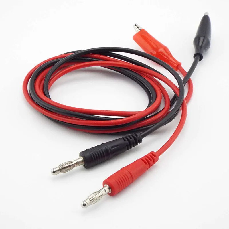 1M Dual Alligator Clip to 4mm Banana Connector Oscilloscope for Test Probe Electrical Cable Red Black Color a