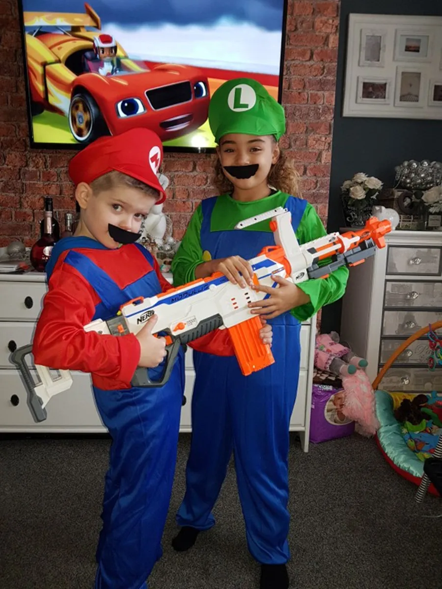 Birthday Super Brothers Luigi Cosplay Costume Kids Booys Funy Bros Plumber Fancy Costumes Dress